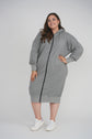 HOODIE ZIP UP DRESS LONG LENGTH 41" (CHARCOAL)