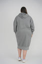 HOODIE ZIP UP DRESS LONG LENGTH 41" (CHARCOAL)