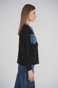 KNIT DENIM CARDIGAN (BLACK)