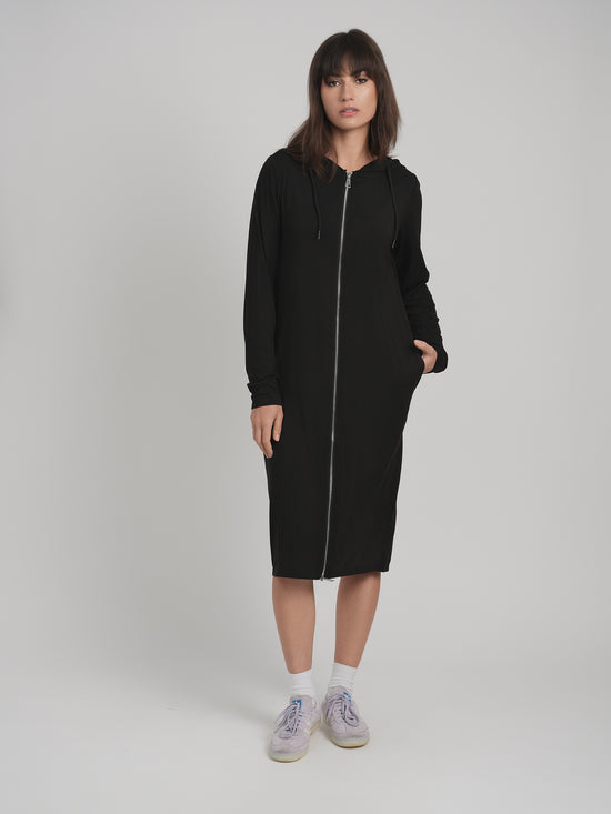 MODAL SUMMER HOODIE ZIP UP (BLACK)