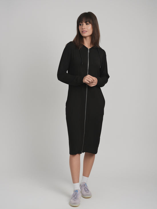 MODAL SUMMER HOODIE ZIP UP (BLACK)