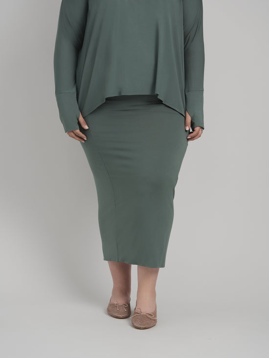 MODAL MIDI SLIM SKIRT (DARK MARINE)