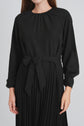 BELTED PLEAT DRESS (BLACK)