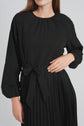 BELTED PLEAT DRESS (BLACK)