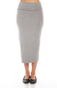 MODAL MIDI SLIM SKIRT (LIGHT H. GREY)