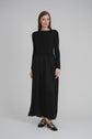 KNIT SATIN COMBO DRESS (BLACK)