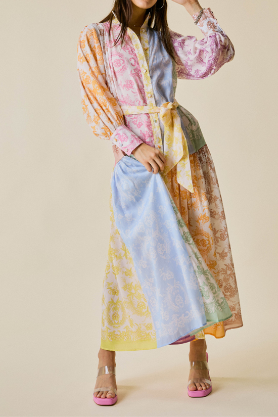 Pastel Colorblock Maxi Dress