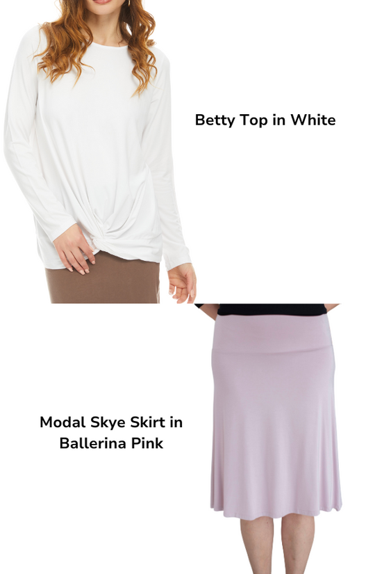 SKYE SKIRT (BALLERINA PINK) & BETTY TOP (WHITE)