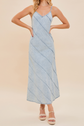 V-NECK SLEEVELESS MAXI DENIM DRESS