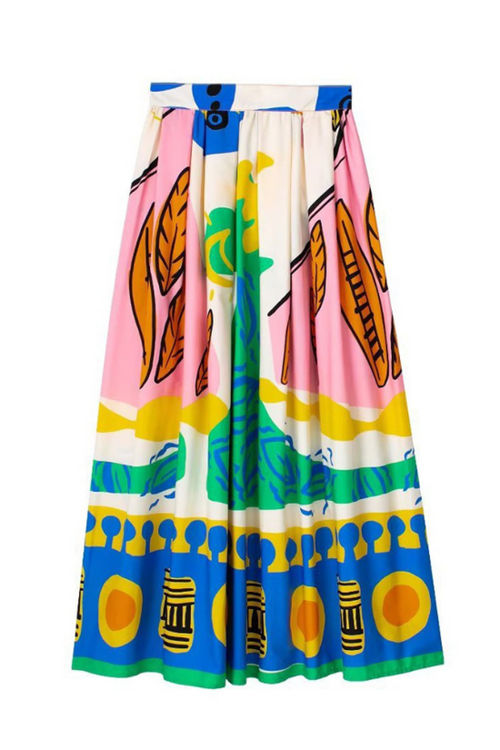 ABSTRACT PRINT MAXI SKIRT