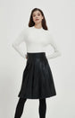 Mia Mod Leather Pleated Skirt